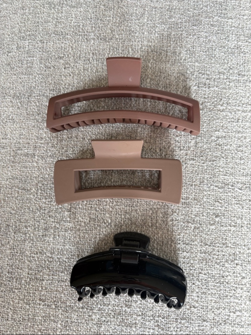 Neutral Toned Hair Claw Clip Set - 3 Pieces